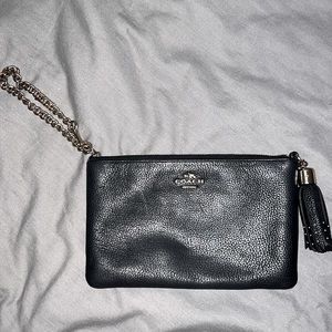 COACH Black Leather Wristlet